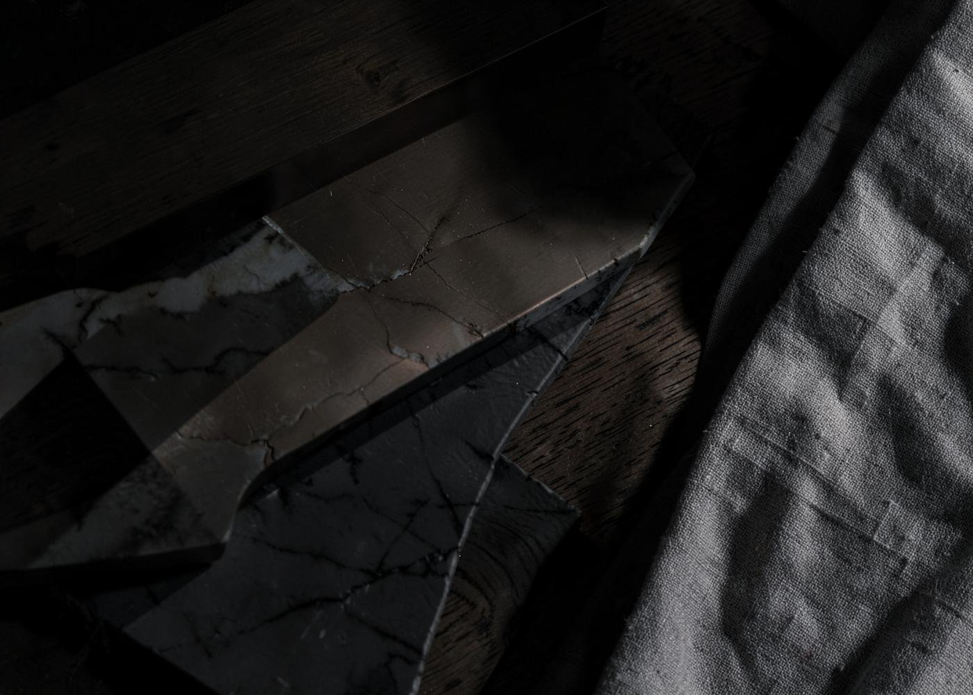 Architectural material palette of wood, marble, stone and metal by AK Interiors & Civil in Chennai
